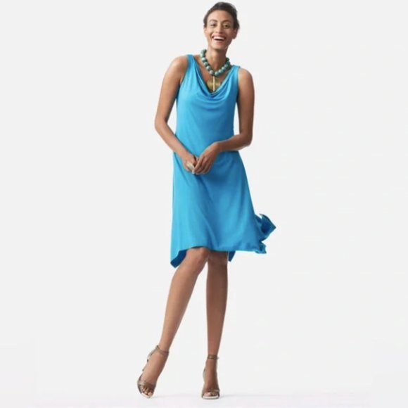Eileen Fisher Dresses & Skirts - Eileen Fisher Sleeveless Cowl-Neck Jersey Dress in Bright Blue Women's Size L